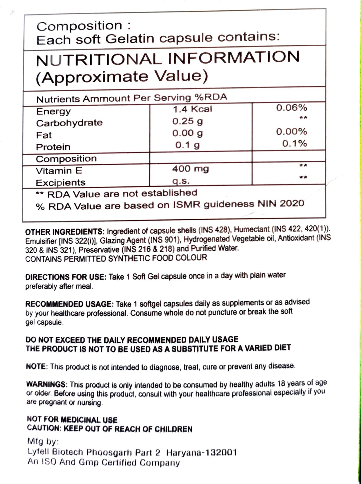 VLVIT -E SOFTGEL CAPSULE